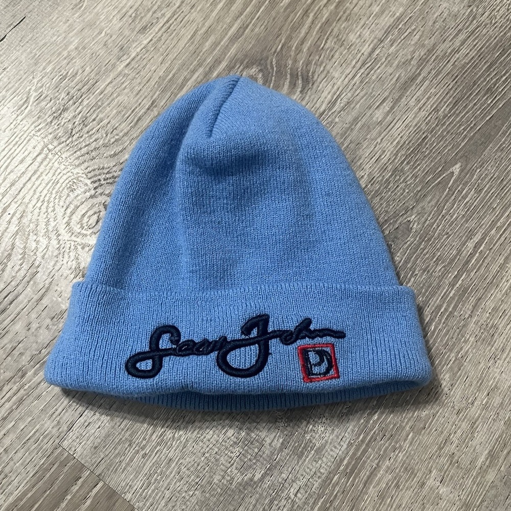 Sean John  Unisex Blue Beanie One Size Fits All Embroidered Hip Hop